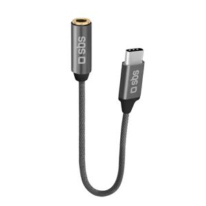SBS USB-C til 3.5mm Jackstick Adapter 15cm - Grå