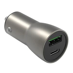 Smartline PD (Power Delivery) 36W Biloplader m. USB-C & USB-A - Metal Grå