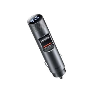 Baseus Energy Column Pro Bluetooth FM Transmitter 30W Biloplader 2 x USB-A & USB-C - Grå