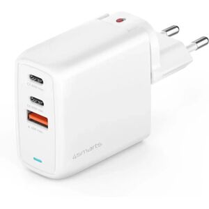 4smarts Charger GaN Flex 65W PD - Vægoplader m. 1 x USB-A & 2 x USB-C - Hvid