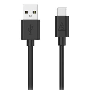 Smartline (3A/15W) USB2.0 - USB-C Kabel 1 m. - Sort
