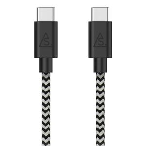 Smartline Braided (3A/15W) USB-C til USB-C Kabel 1 m. - Sort / Hvid