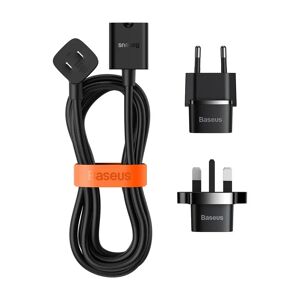 Baseus PowerCombo Kabel/Forlængerledning m. Mini Stikdåse - 1 Meter - Sort