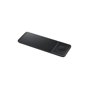 Samsung Wireless Charger Trio EP-P6300 - Trådløs opladningspude + AC-strømadapter - Fast Charge - sort - for Galaxy Buds Live, Note20, S20, S20 5G, Watch 3, Z Flip 5G, Z Flip4, Z Fold2 5G, Z Fold4