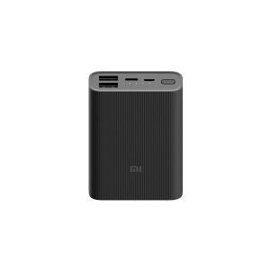 Xiaomi Mi Power Bank 3 Ultra Compact - Powerbank - 10000 mAh - 3 output-stikforbindelser (2 x USB, USB-C) - Sort