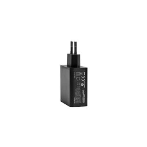 DELTACO USBC-AC137 - Strømforsyningsadapter - 36 Watt - PD - 2 output-stikforbindelser (USB, 24 pin USB-C) - sort