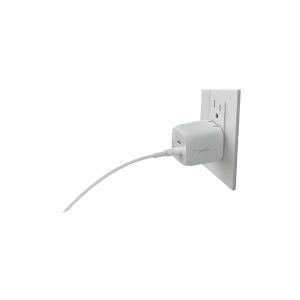 Belkin Components Belkin BoostCharge Pro GaN - Strømforsyningsadapter - PPS og GaN-teknologi - 45 Watt - Fast Charge, PD 3.0 - 2 output-stikforbindelser (2 x USB-C) - hvid