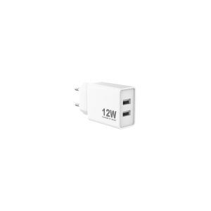 Sinox 230V 2xUSB-A oplader 12W. Hvid