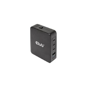 Club-3d Club 3D CAC-1917 - Strømforsyningsadapter - GaN-teknologi - 140 Watt - 5 A - Power Delivery 3.1, PD/PPS - 4 output-stikforbindelser (USB, 3 x USB-C) - på kabel: USB-C - International