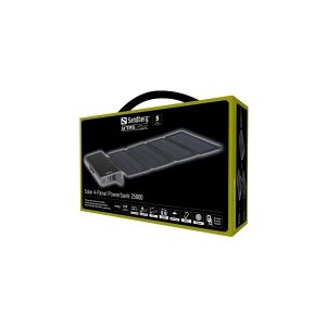 Sandberg Solar 4-Panel Powerbank 25000 - Solarstrømbank - Li-pol - 25000 mAh - 92.5 Wh - 18 Watt - 3 A (2 x USB, 24 pin USB-C) - på kabel: Micro-USB, USB-C