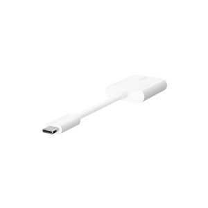 Belkin Components Belkin Connect Audio + Charge - USB-C til USB-C hovedtelefon/opladningsadapter - 24 pin USB-C han til 24 pin USB-C hun - 14 m - hvid - USB Power Delivery (60W)