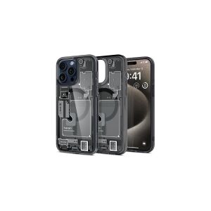 Spigen Ultra Hybrid MagFit - Zero One - bagsidecover til mobiltelefon - MagSafe-kompatibilitet - polykarbonat, termoplastisk polyuretan (TPU) - sort - for Apple iPhone 15 Pro Max