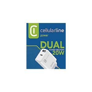 CellularLine CL adapter 220V - 20W dual Adapter til Apple, m/USB-C & USB tilslutning