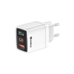 Sandberg - Strømforsyningsadapter - 2-i-1 - 35 Watt - 3 A - PD 3.0, Quick Charge 3.0 - 2 output-stikforbindelser (USB, 24 pin USB-C)