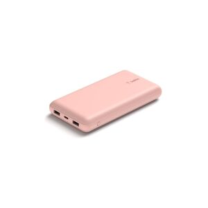 Belkin Components Belkin BoostCharge - Powerbank - 20000 mAh - 15 Watt - 3 A - 3 output-stikforbindelser (2 x USB, 24 pin USB-C) - på kabel: USB-C - roseguld