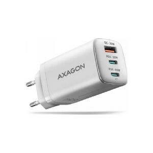 Axagon ACU-DPQ65W GaN 65W netoplader, 3x port (USB-A + dobbelt USB-C) PD3.0/QC4+/PPS/Apple, hvid