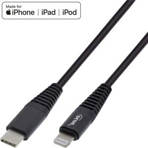 Inline Usb-C Til Lightning Kabel - Mfi Apple - Sort - 2 M