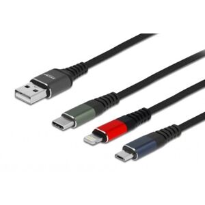 Delock 3in1 Usb Opladerkabel - Lightning/micro-B/usb-C - 1 M