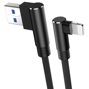 Apple Lightning Kabel Til Iphone / Ipad - Vinklet - 3a - Sort - 2 M