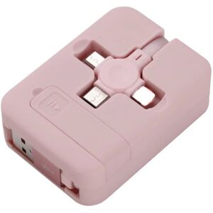 Usb-A Til Lightning/micro-B/usb-C Kabel Med Stander - 1 M - Pink