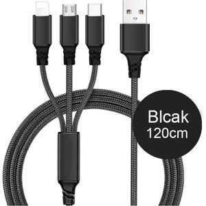 Usb Multi Kabel - Usb-C/lightning/micro-B - 1.2 M - Sort