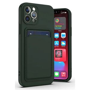 Apple Silikone Cover Med Kortholder Til Iphone 14 Pro Max - Mørk Grøn