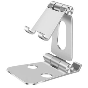 Universal Aluminium Stand Til Smartphone Og Tablet - 2in1 - Sølv