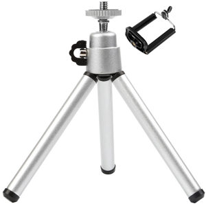 Mini Tripod - Smartphone Og Kamera Stativ - Sølv