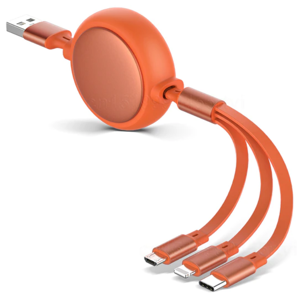 Usb-A Til Micro-B/usb-C/lightning Kabel - 1.2 M - Orange