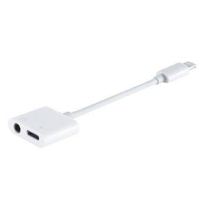 Apple Lightning Til 3.5 Mm Mini Jack Samt Ladefunktion Adapter - Hvid