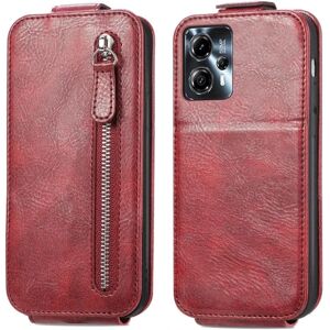 Generic Vertical Flip Phone Etui med Zipper til Motorola Moto G23 / G13 Red