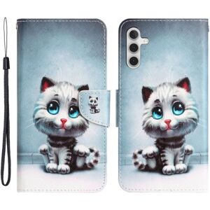 Generic Wonderland Samsung Galaxy A34 5G Flip Etui - Blå Øjne Kat Blue