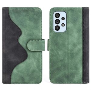 Generic To Farvet Læder Flip Etui til Samsung Galaxy A53 5G - Grøn Green