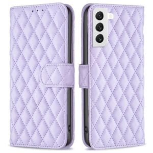 Generic Rhombus Mønster Matte Flip Etui til Samsung Galaxy S22 - Lilla Purple