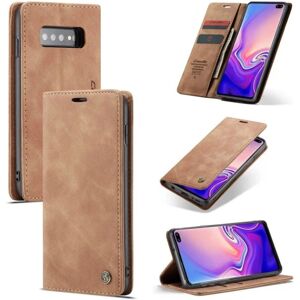 Generic CASEME Samsung Galaxy S10 Plus auto-absorberet læder flip etui - Brown