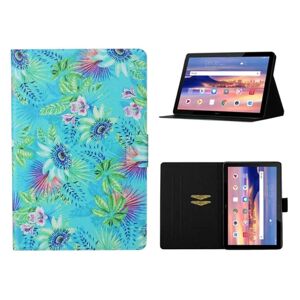 Generic Huawei MediaPad T5 cool pattern leather flip case - Flower Multicolor