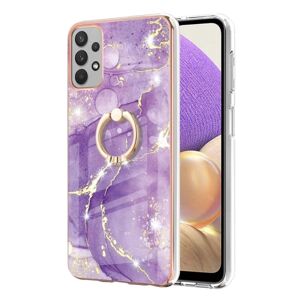 Generic Marble Mønstret Cover med Ring Holder til Samsung Galaxy M32 5G Purple