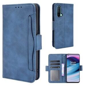 Generic Modern-styled leather wallet case for OnePlus Nord CE 5G - Blue Blue