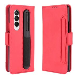 Generic Stilfuldt Læder Etui med Pung til Samsung Galaxy Z Fold3 5G - Rø Red