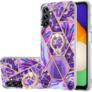 Generic Marble Mønstret Cover med Ring Holder til Samsung Galaxy A34 5G Purple