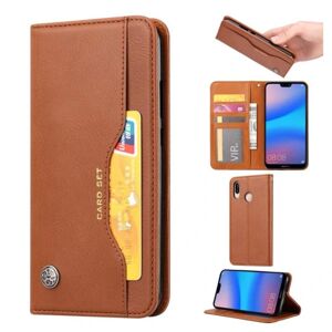 Generic Huawei P20 Lite auto-absorberende PU læder flip etui - Brun Brown