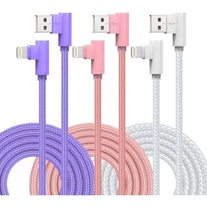 Apple IPhone Oplader 90 grader Lightning Kabel 3-pak langt iPhone kabel