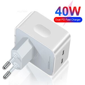 40W USB C hurtigoplader, 2 USB-C porte, hurtigoplader til iphone 13/