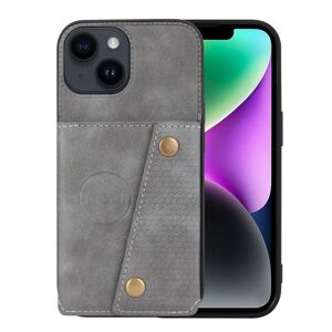 Floveme iPhone 15 Plus - Luksus PC Læder Retro Flip Fashion Wallet Case Grey