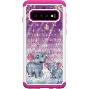 MTK Samsung Galaxy S10 Pattern PC TPU Phone Shell - Elephants Black