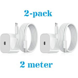 Apple 2-Pack - iPhone Oplader Hurtigoplader - Adapter + Kabel 20W USB-C 2m