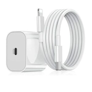 Apple iphone hurtigoplader USB-C strømadapter 20W + 2m Kabel Hvid - 1st Laddare & 1st 2m laddkabel