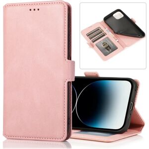 Floveme Eksklusiv Skinnfodral med Flip-funktion til iPhone 15 - (3-kortf Pink gold