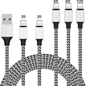 Apple 5-pak Iphone-oplader Lightning-kabel 10ft1 6ft2 3ft2 flettet Iphone-kabel Datasynkroniseringsoverførselsledning C