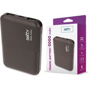 Setty 5000mAh Powerbank til mobiltelefoner og tablets Black